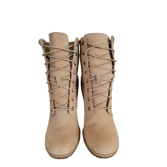 Timberland Womens Heeled Lace-Up Boots Tan Leather 8 - Picture 2 of 11